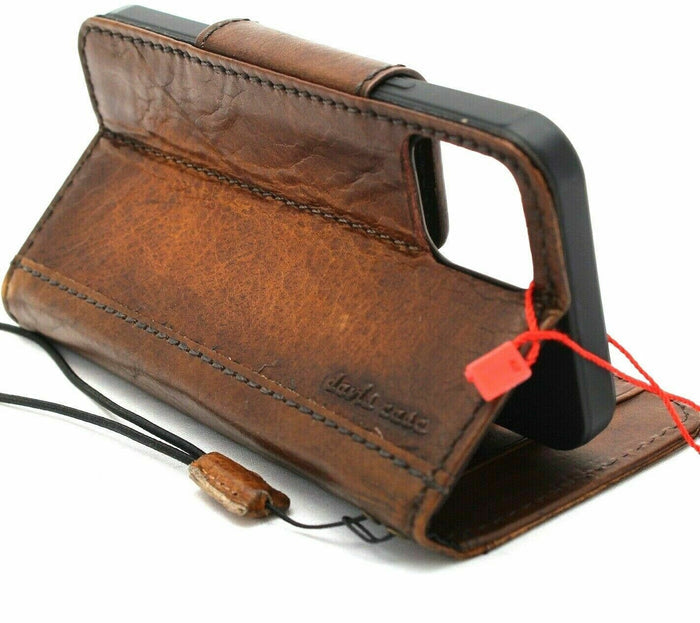 Genuine Leather iPhone Wallet Case: Magnetic Book Cover, Card Slots