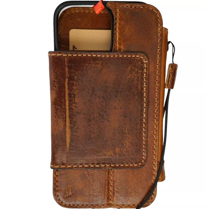 Genuine Leather iPhone Wallet Case: Removable Book Design