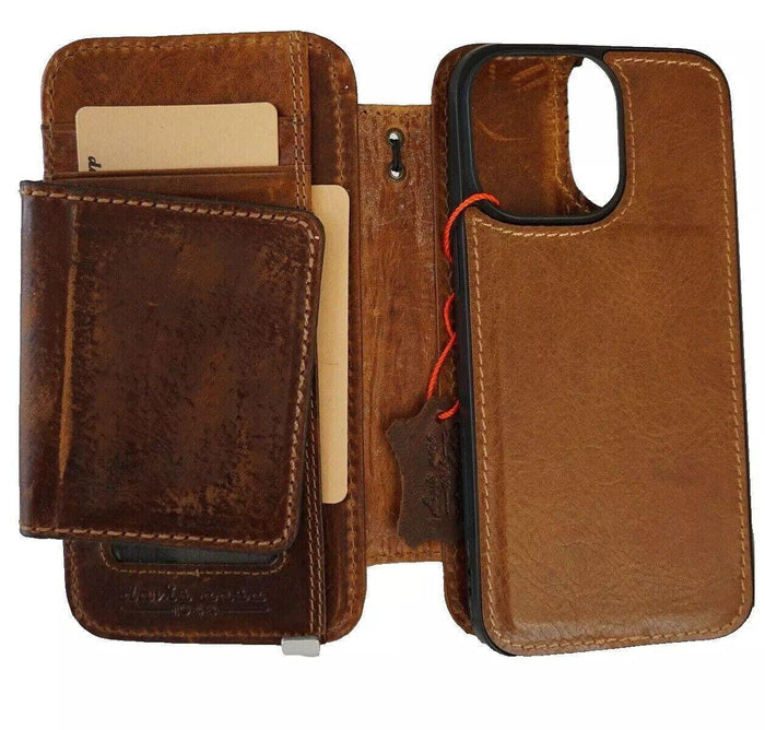 Genuine Leather iPhone Wallet Case: Removable Book Design