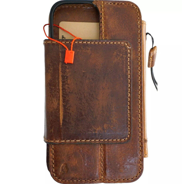 Genuine Leather iPhone Wallet Case: Removable Book Design
