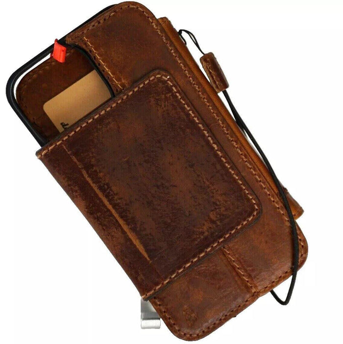 Genuine Leather iPhone Wallet Case: Removable Book Design