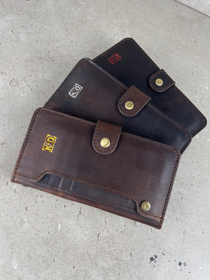 Genuine Leather iPhone Wallet Case: Vintage Book Style, Credit Card Slots