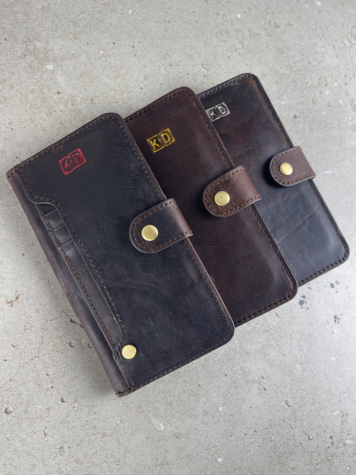 Genuine Leather iPhone Wallet Case: Vintage Book Style, Credit Card Slots