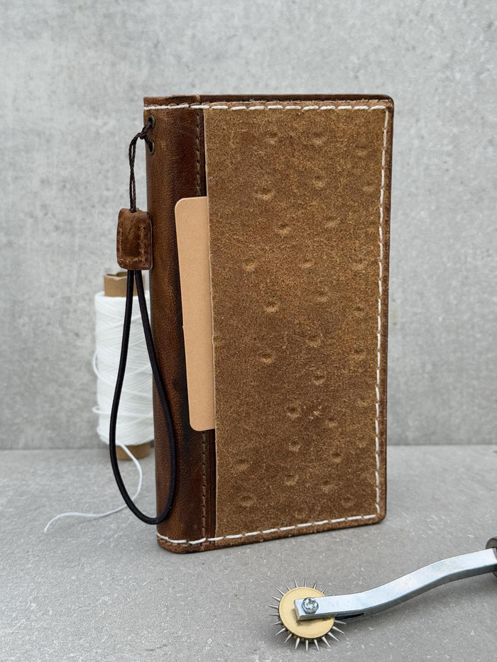 Genuine Leather iPhone Wallet Case: Vintage Book Style, Credit Card Slots