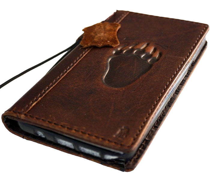 Genuine Leather iPhone Wallet Case with Bear Paw
