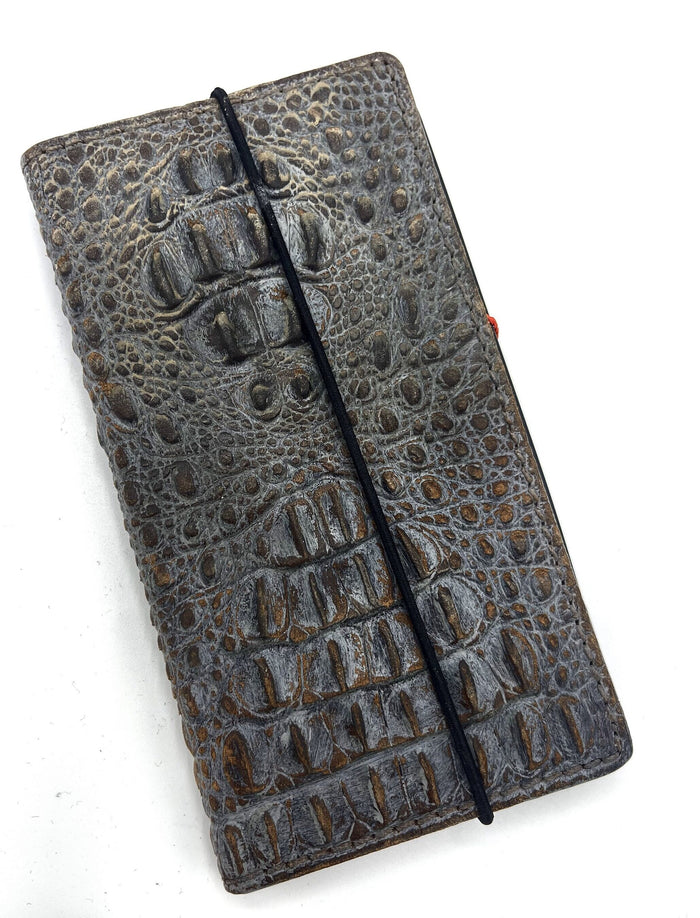 Genuine Leather Wallet Case for Galaxy: Crocodile Art Cover