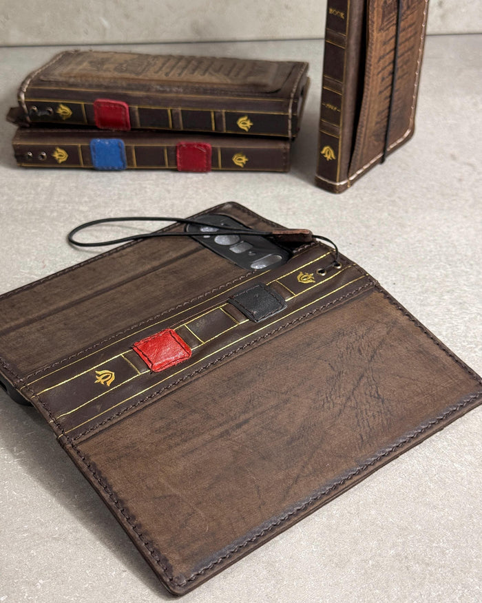 Genuine Leather Wallet Case For Galaxy S21-S26 Ultra, Card Slots (Book Design)