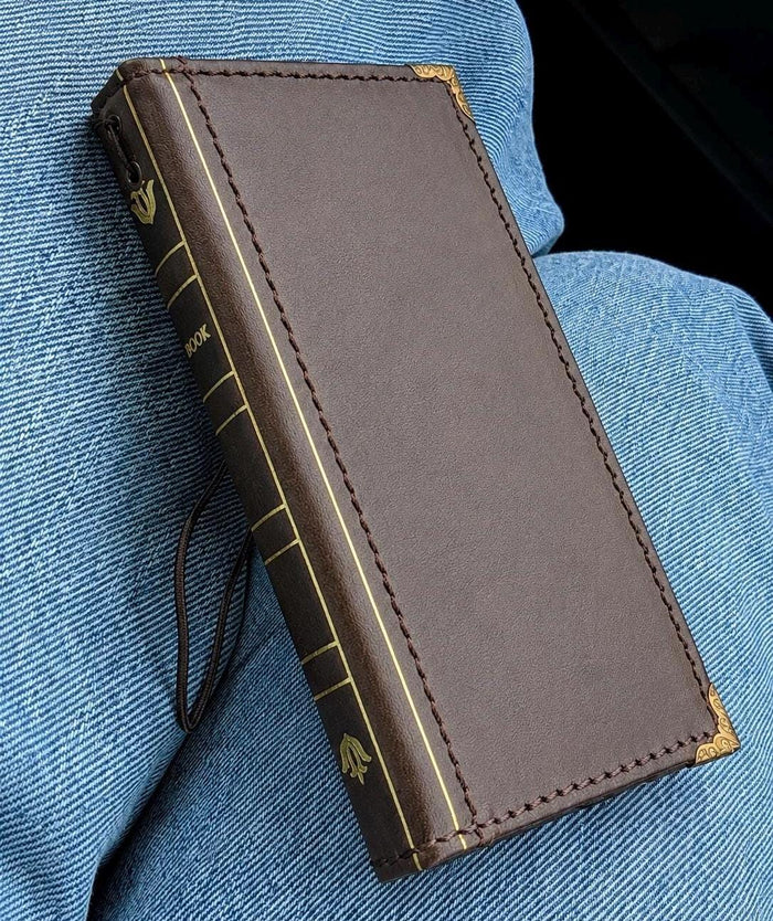 Genuine Leather Wallet Case For Galaxy S21-S26 Ultra, Card Slots (Book Design)