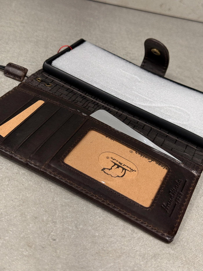 Genuine Leather Wallet Case For Galaxy S21-S26 Ultra, Card Slots Book Design