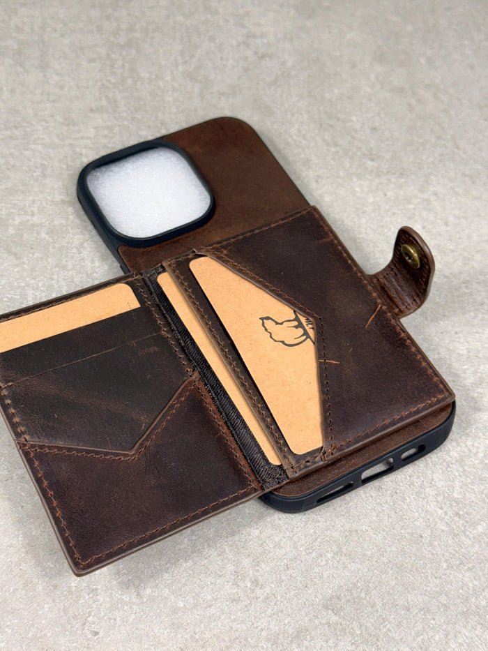 Genuine Leather Wallet Case For Galaxy S21-S26 Ultra, Card Slots (Book Design)