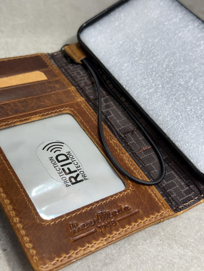 Genuine Leather Wallet Case For Galaxy S21-S26 Ultra, Card Slots (Book Design)