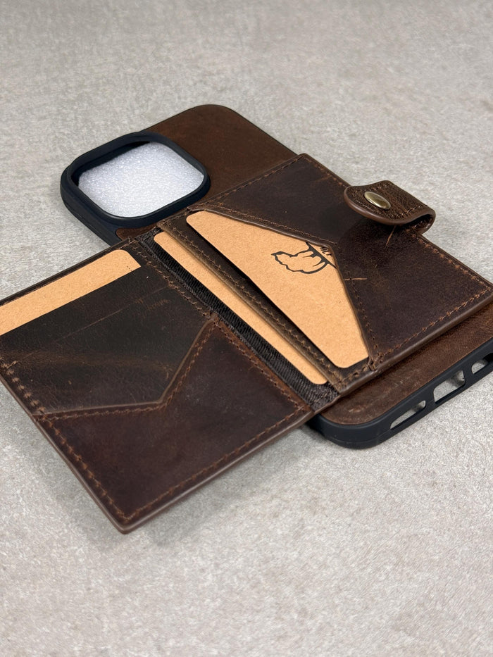 Genuine Leather Wallet Case For Galaxy S21-S26 Ultra, Card Slots (Book Design)