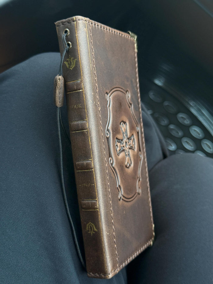 Genuine Leather Wallet Case For Galaxy S21-S26 Ultra, Card Slots (Book Design)