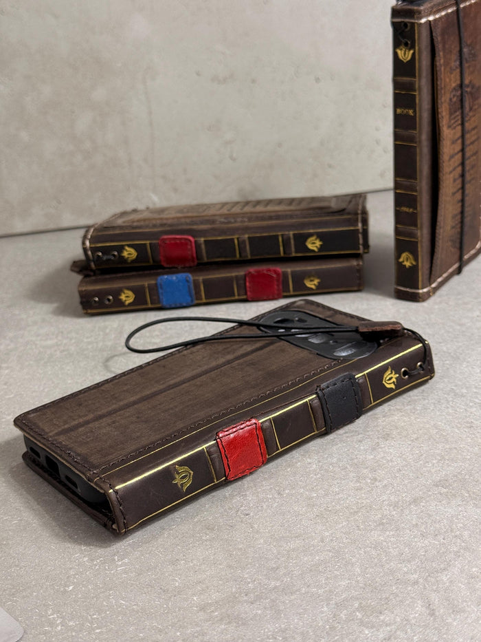 Genuine Leather Wallet Case For Galaxy S21-S26 Ultra, Card Slots (Book Design)