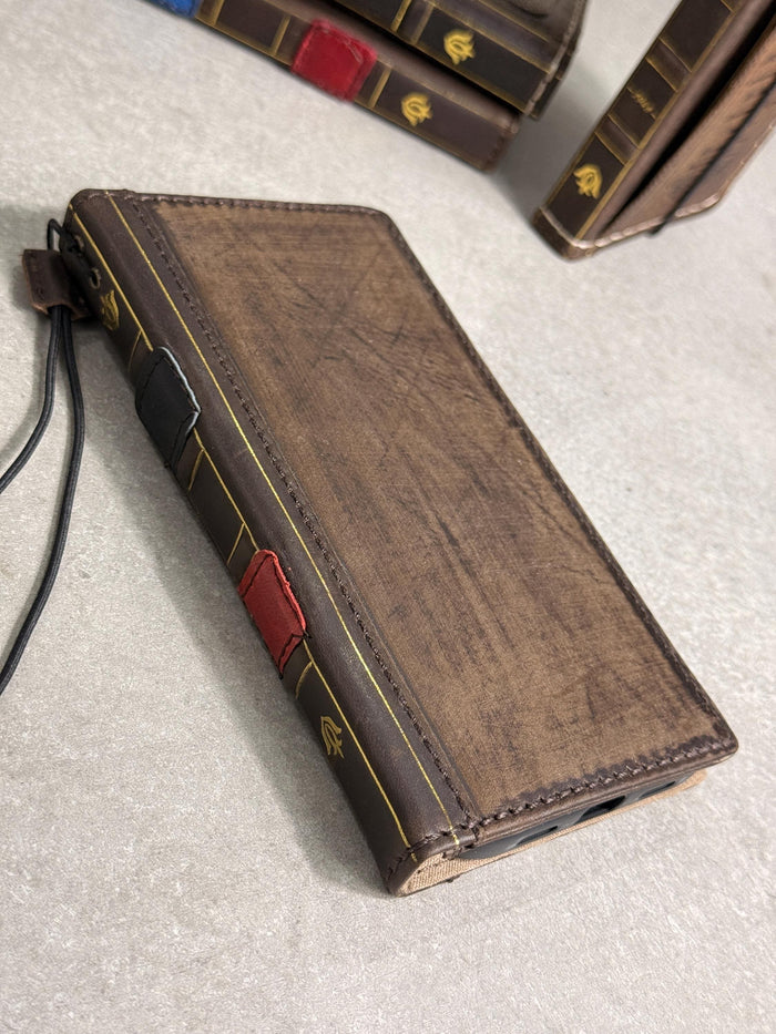 Genuine Leather Wallet Case For Galaxy S21-S26 Ultra, Card Slots (Book Design)