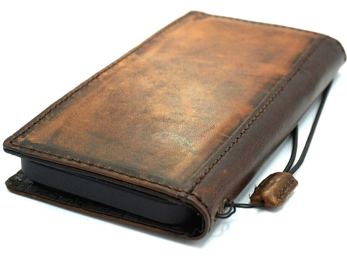 Genuine Leather Wallet Case for Galaxy: Vintage Book Style Cover
