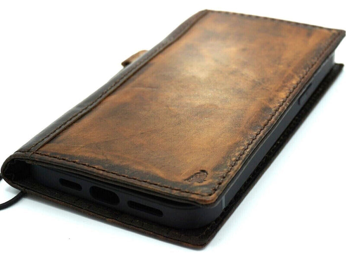 Genuine Leather Wallet Case for Galaxy: Vintage Book Style Cover