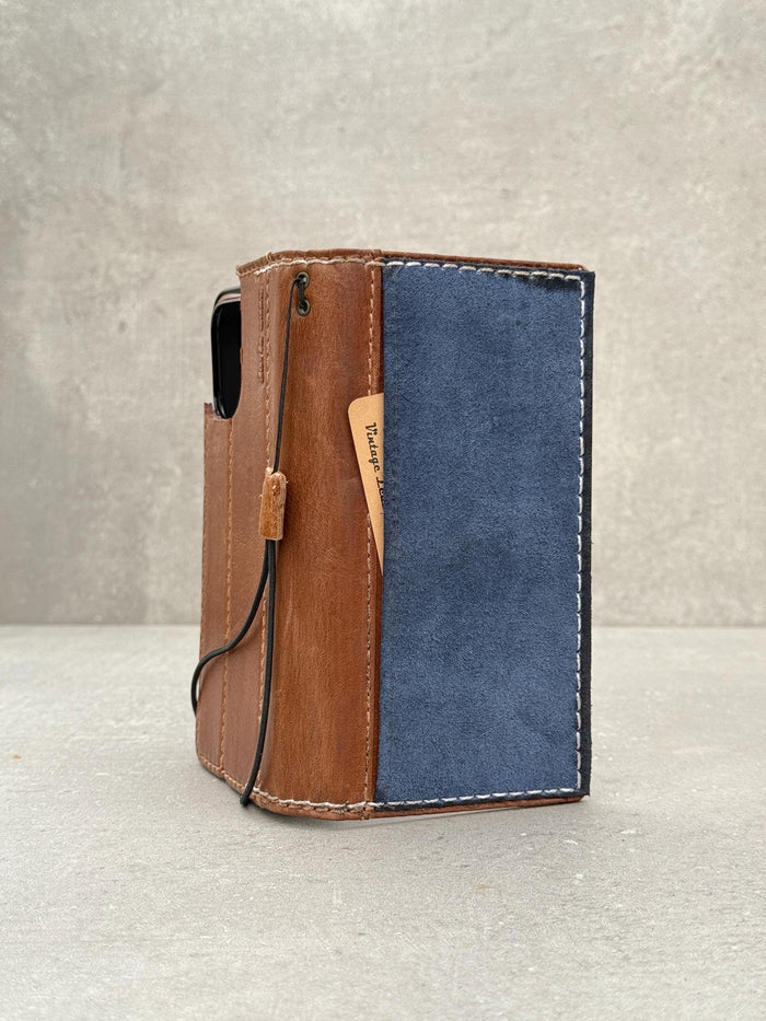 Genuine Leather Wallet Case for Google Pixel: Vintage Art Design