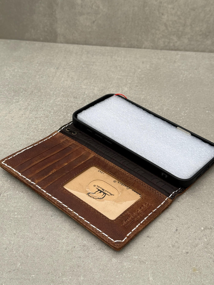 Genuine Leather Wallet Case for Google Pixel: Vintage Art Design