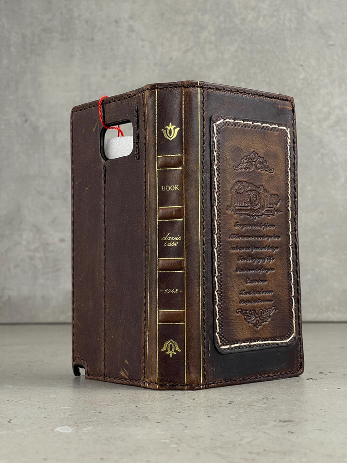 Genuine Leather Wallet Case for Google Pixel: Vintage Book Design
