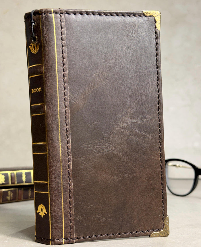 Genuine Leather Wallet Case for Google Pixel: Vintage Book Design