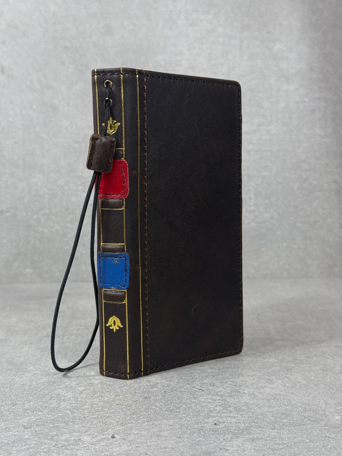 Genuine Leather Wallet Case for Google Pixel: Vintage Book Design