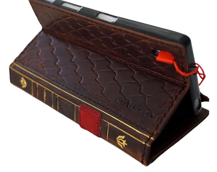 Genuine Leather Wallet Case for Google Pixel: Vintage Book Design