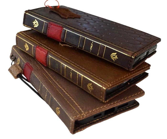 Genuine Leather Wallet Case for Google Pixel: Vintage Book Design