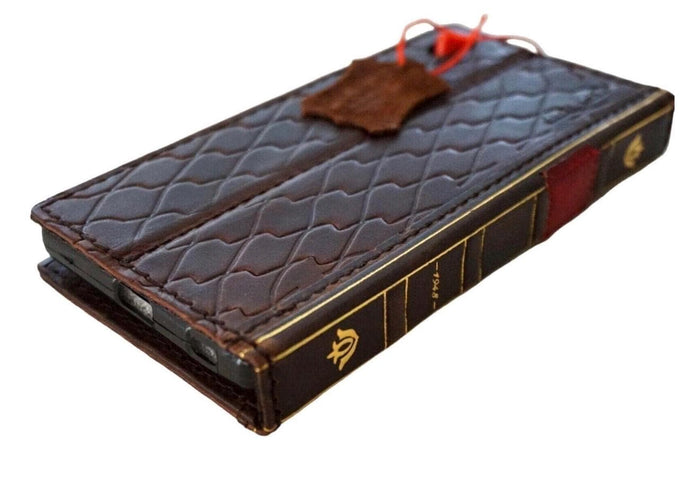 Genuine Leather Wallet Case for Google Pixel: Vintage Book Design