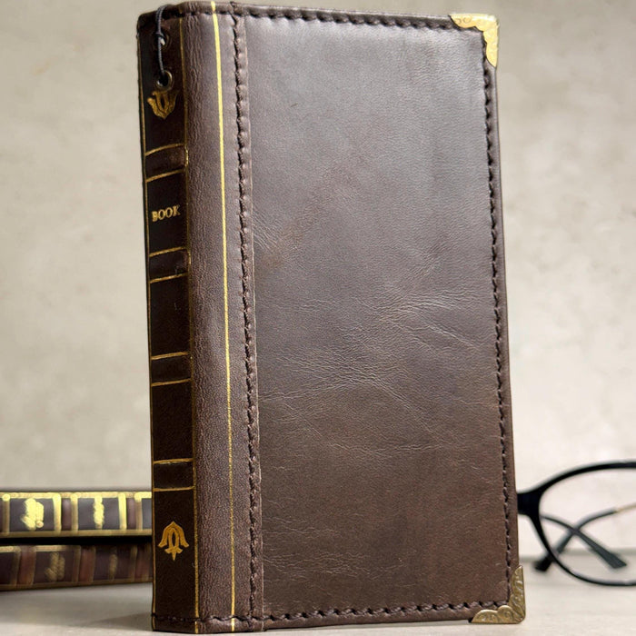Genuine Leather Wallet Case for Google Pixel: Vintage Book Design