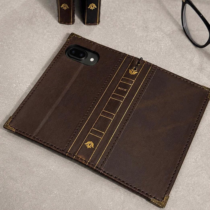 Genuine Leather Wallet Case for Google Pixel: Vintage Book Design