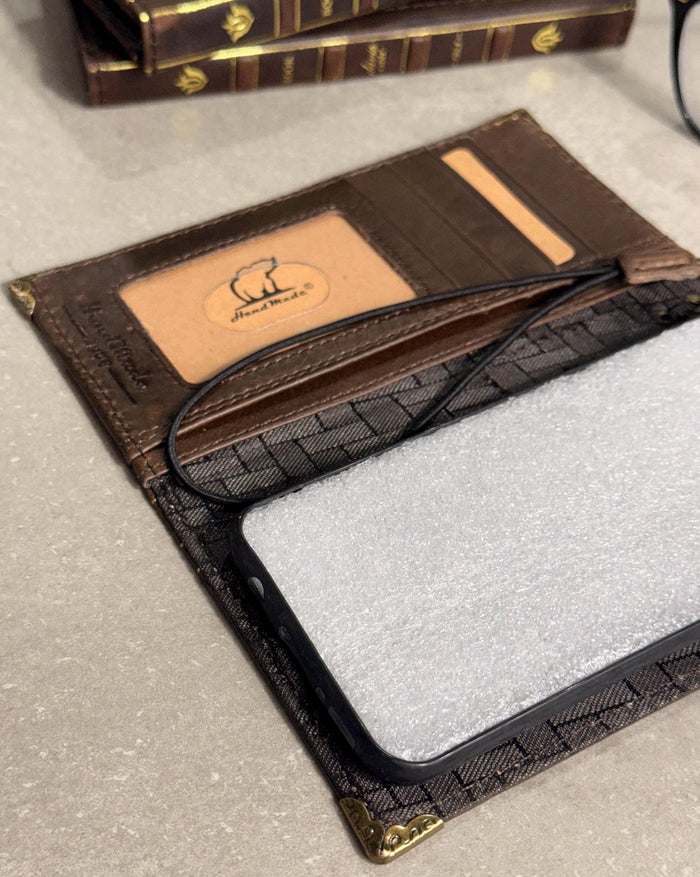 Genuine Leather Wallet Case for Google Pixel: Vintage Book Design