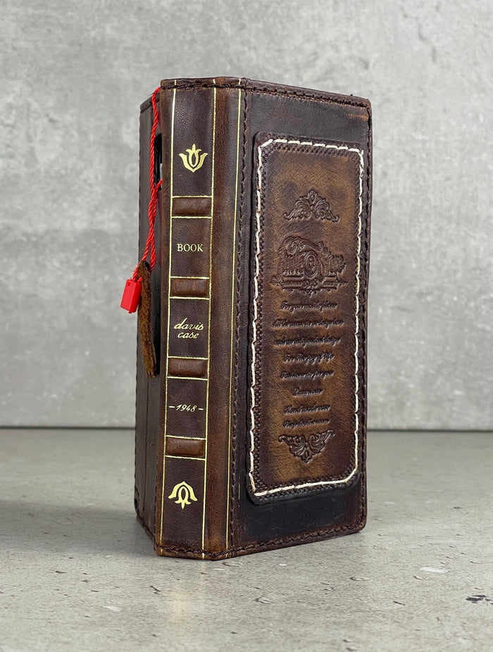 Genuine Leather Wallet Case for Google Pixel: Vintage Book Design