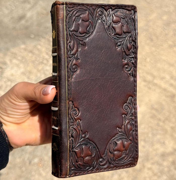 Genuine Leather Wallet Case: Vintage Book Style, Card Slots Motorola