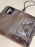 Genuine Leather Wallet Case: Vintage Book Style, Card Slots Motorola
