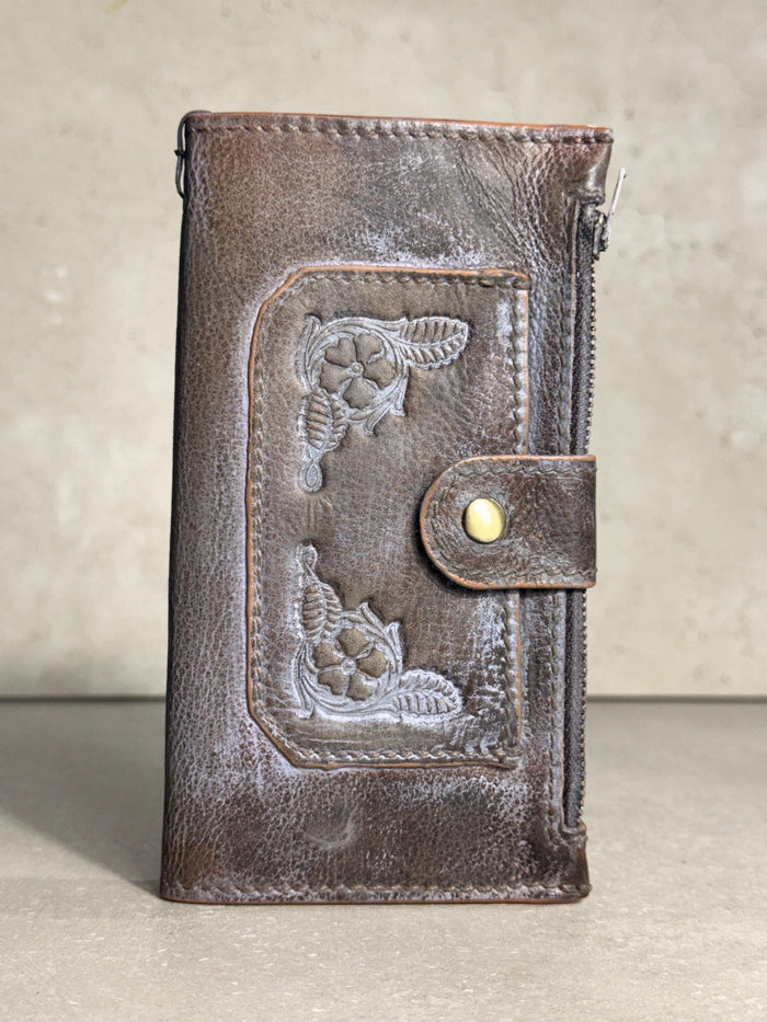 Genuine Leather Wallet Case: Vintage Book Style, Card Slots Motorola