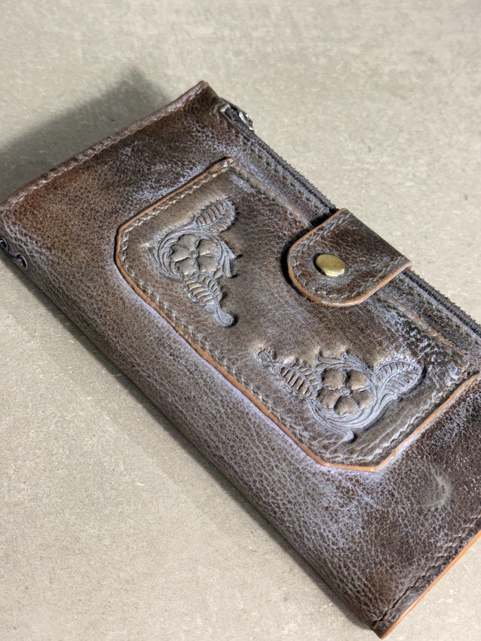 Genuine Leather Wallet Case: Vintage Book Style, Card Slots Motorola