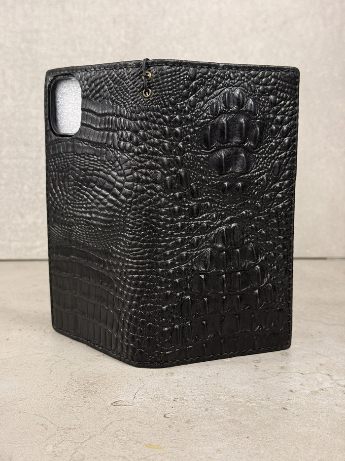 Genuine Leather Wallet Case: Vintage Book Style, Card Slots