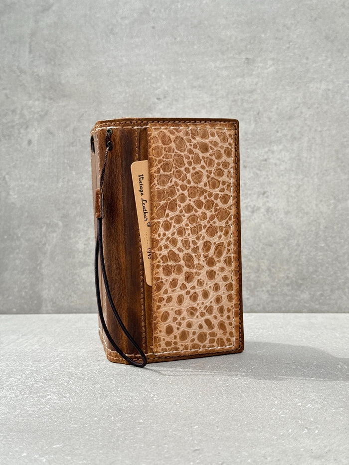 Genuine Leather Wallet Case: Vintage Book Style, Card Slots