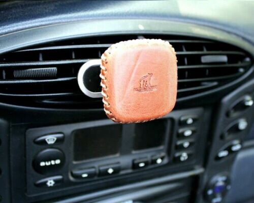 Genuine Natural Leather Magnetic Phone Car Mount Handmade Strong Car Davis Tan davidov art