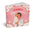 Book titled 'Little Saint Stories: Gianna Beretta Molla' with illustrations on a pink background