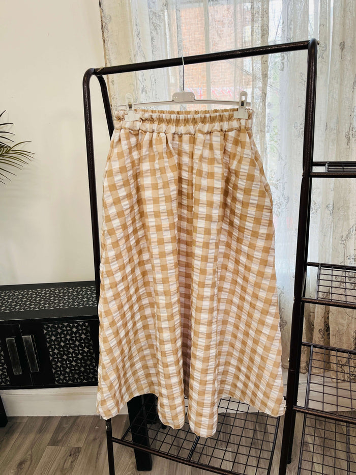 Gingham A-Line Midi Skirt