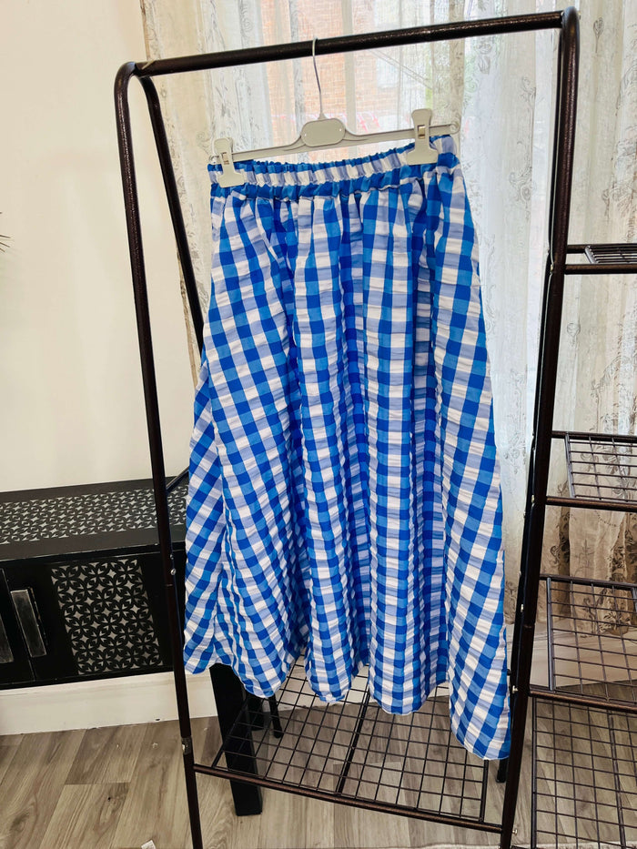 Gingham A-Line Midi Skirt