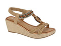 Gioela - Beige Jewelled Sling Back Platform Sandal