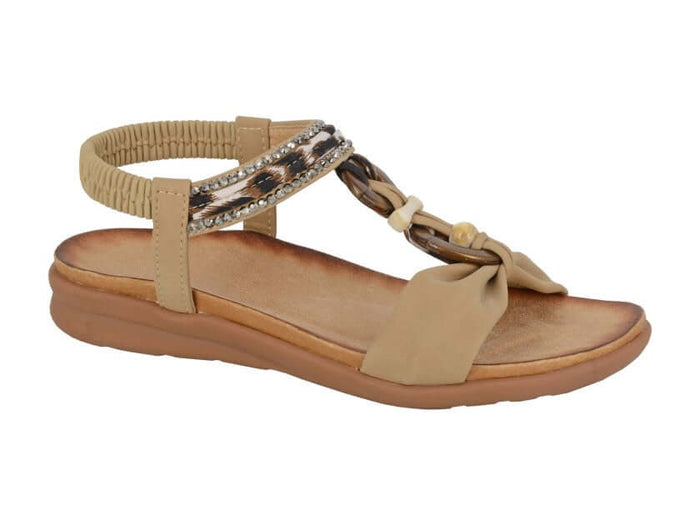 Giovina - Beige Jewelled Slingback Sandal