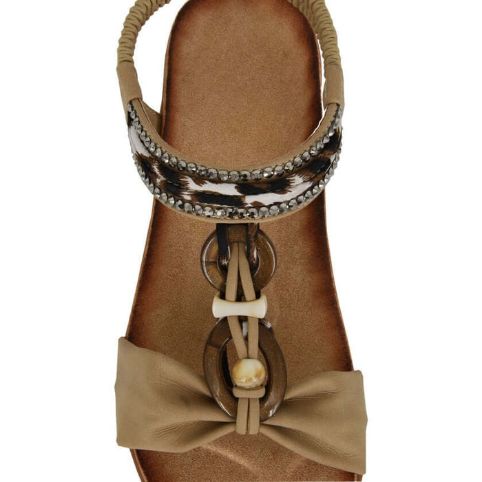 Giovina - Beige Jewelled Slingback Sandal