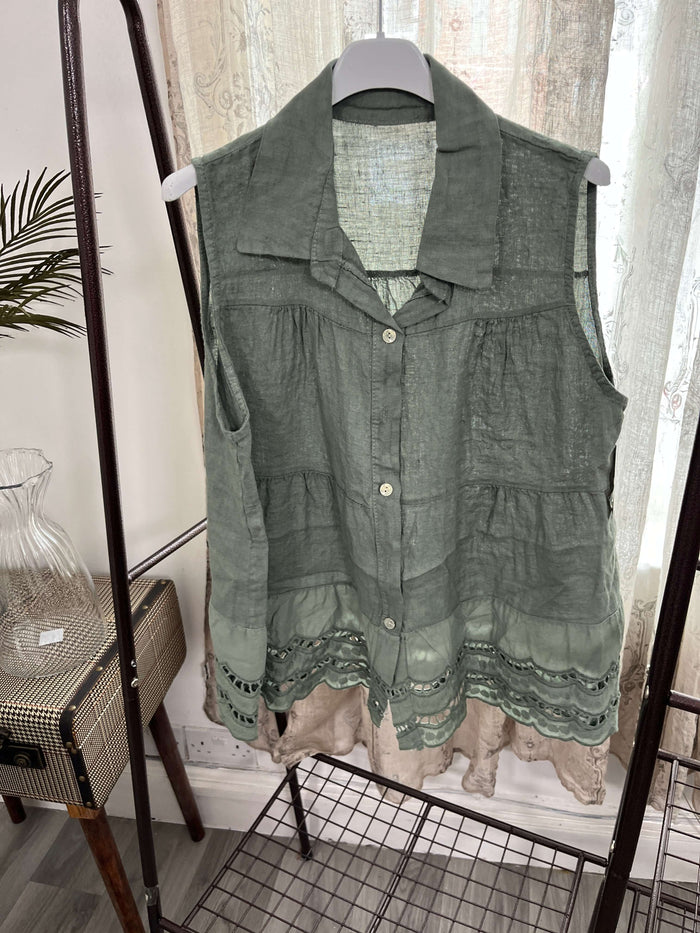 Gracie Broderie Anglaise Shirt Vest