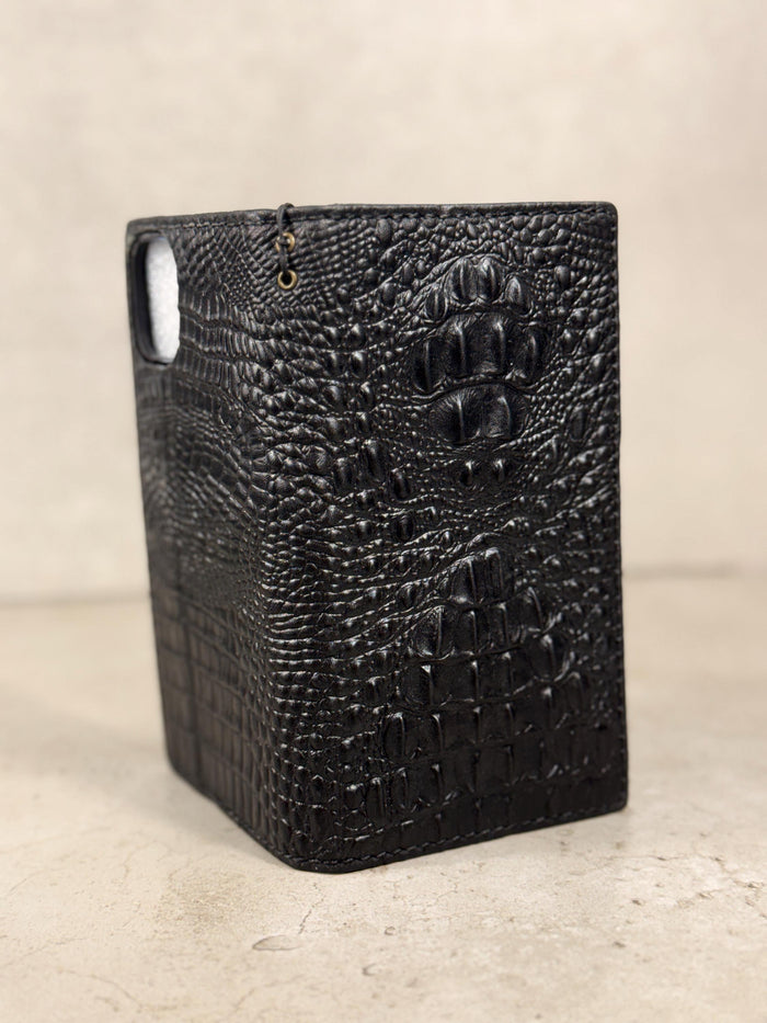 Green Leather iPhone Wallet Case: Handmade Vintage Book Style