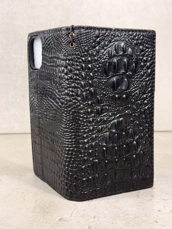 Green Leather iPhone Wallet Case: Handmade Vintage Book Style