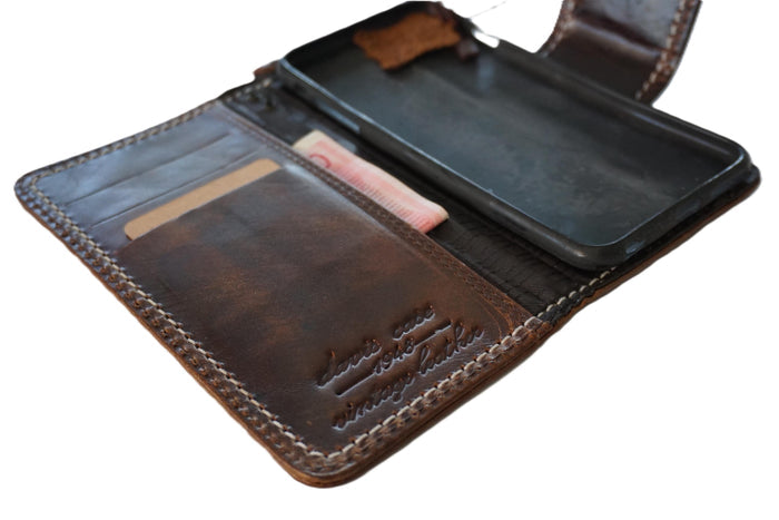 Hand Sewn Genuine Leather iPhone Wallet Case with Card Slots